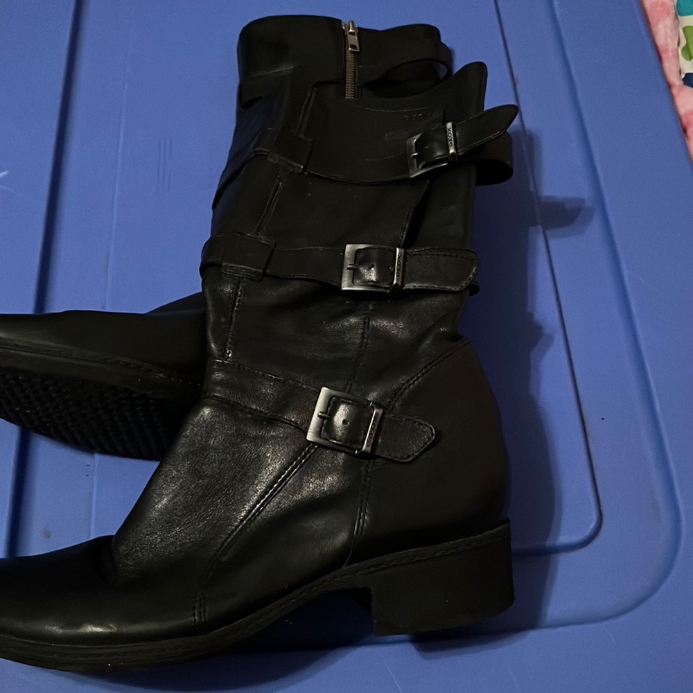 Leather moto boots